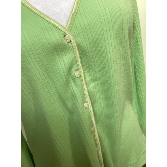 Vintage Weekend Traffic Sz L Green V-Neck Button-Front Long Sleeve Cardigan Top - Picture 3 of 9